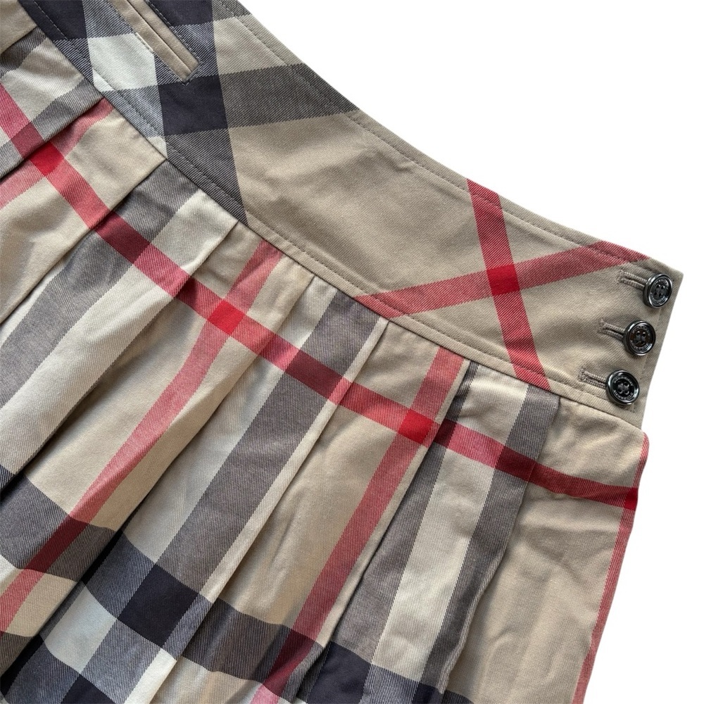 Burberry Children Beige Nova Check Cotton Pleated Mini Skirt Size 8Y